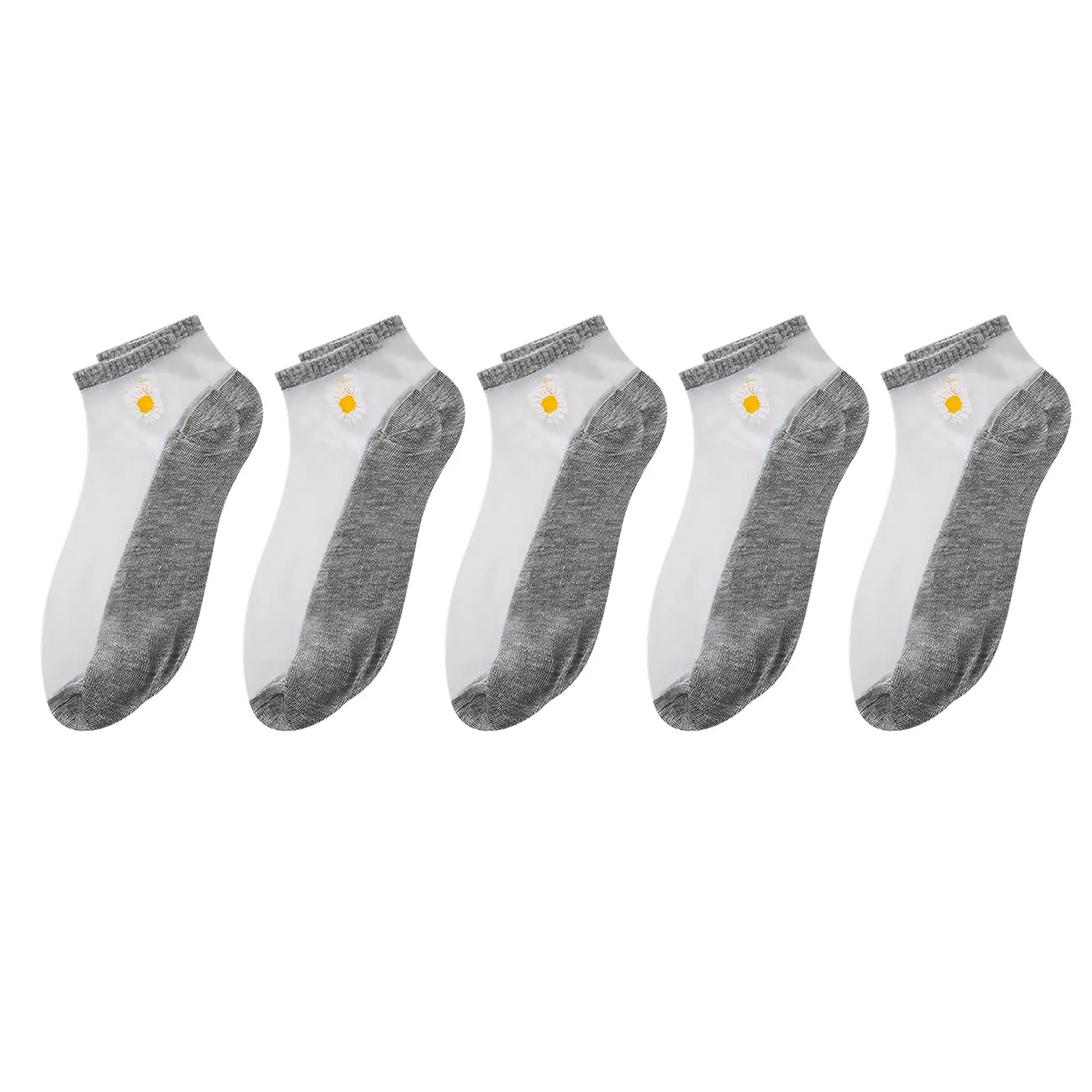 Модные Женские Носки 5 шт. летние сетчатые сращивающиеся с маргаритками