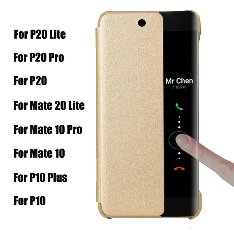 Original Smart View Window Flip Case Cover for Huawei P40 P30 P20 P10 Plus Mate 9 30 Pro Lite mate40pro + Leather Case