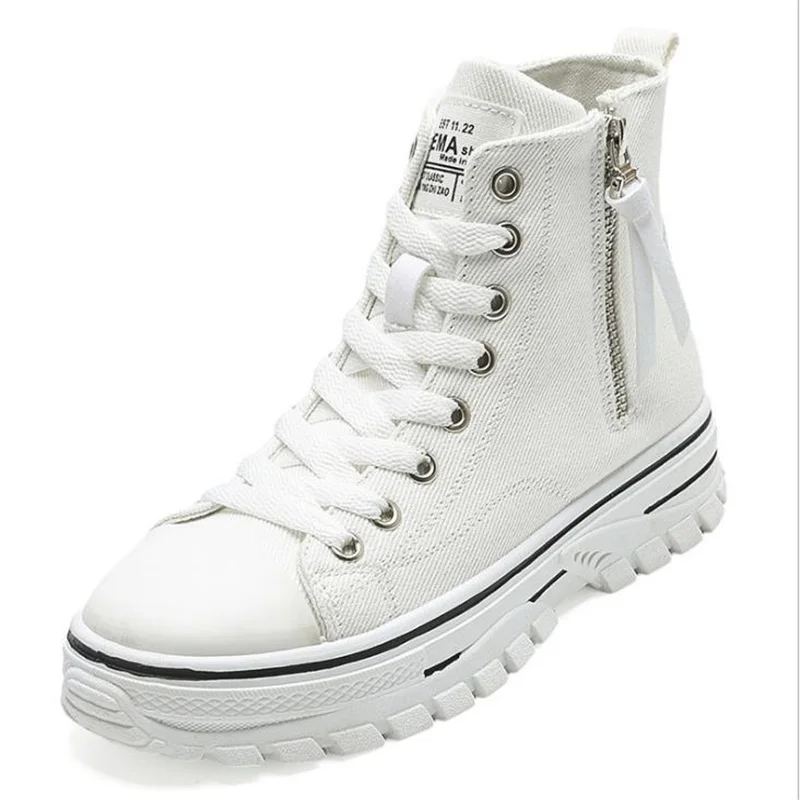 

2021 Autumn New Style Women Casual Shoes Platform Sneakers PU Leather Shoes Woman High Top White Shoes Tenis Feminino