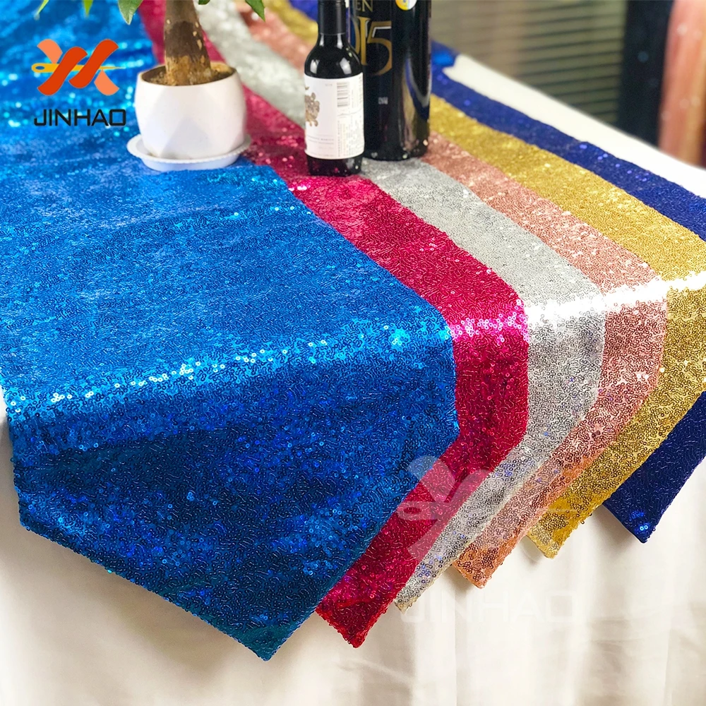 

The new 2019 low lining opaque Silver Sequence Sequin Satin Mesh Table Runner