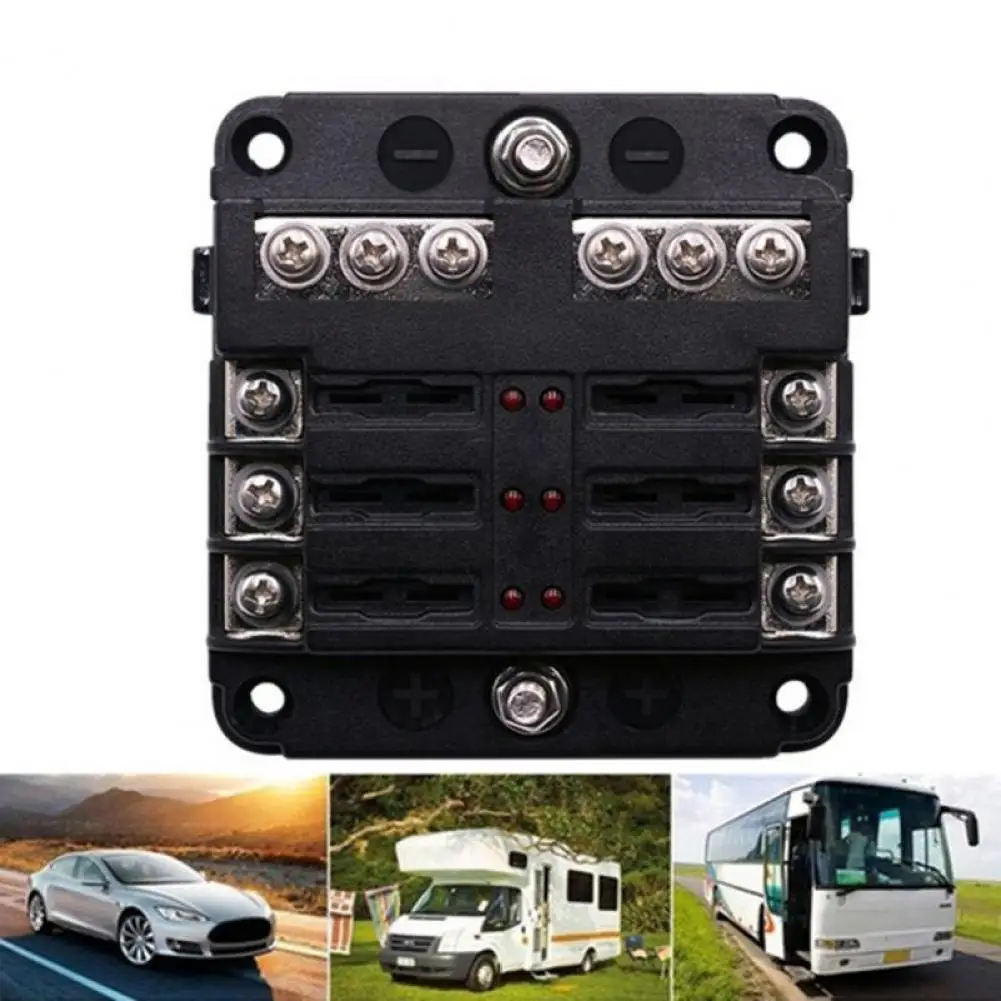 

6 Ways Blade Fuse Block 12V 32V Fuse Block Insulated Anti-rust Waterpoof Cover Negative Terminals Fuse Block Holder for Car
