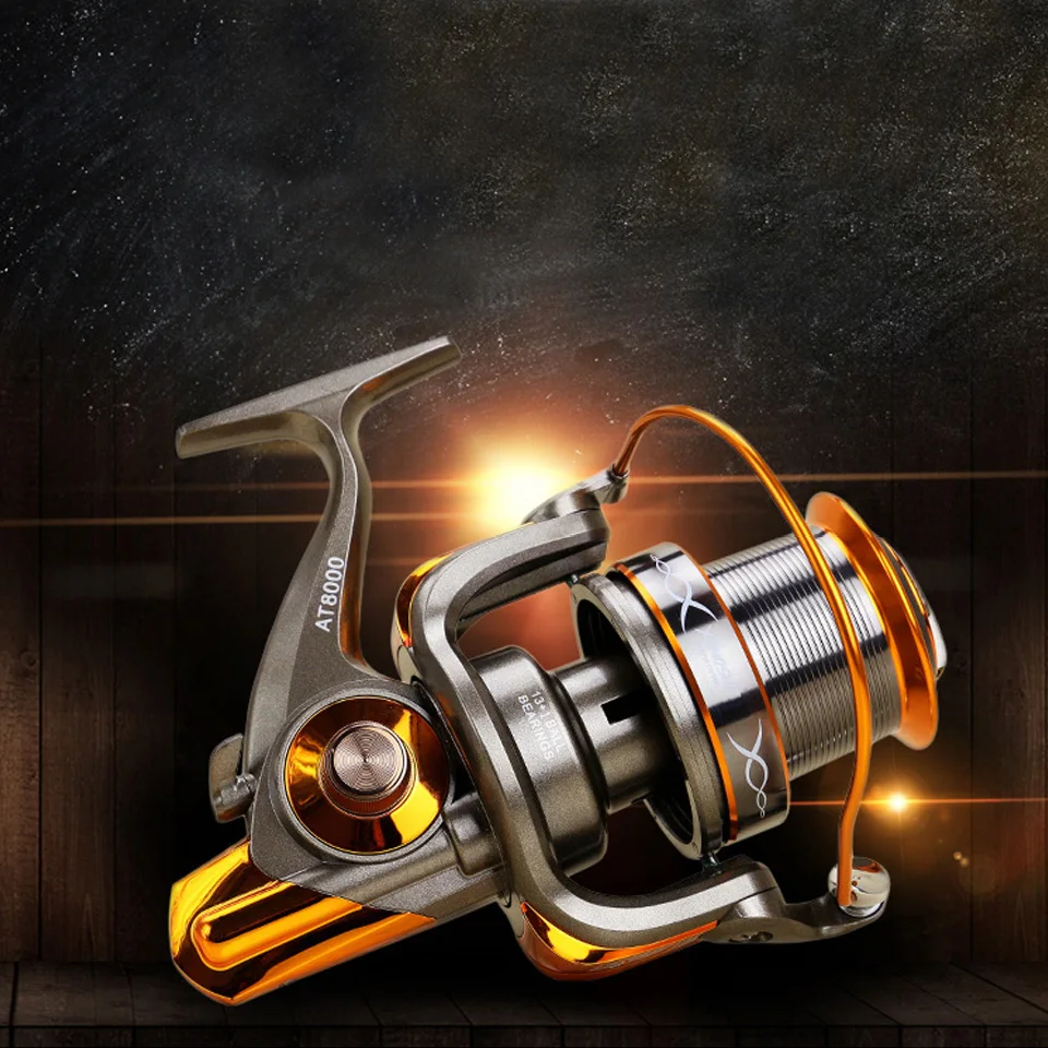 AT8000-9000 Metal Spinning Fishing Reel Large Lure Bait Cast Long Shot Rod Reels Sea Boat Raft Angling for Trout Bass Carp Fish | Спорт и