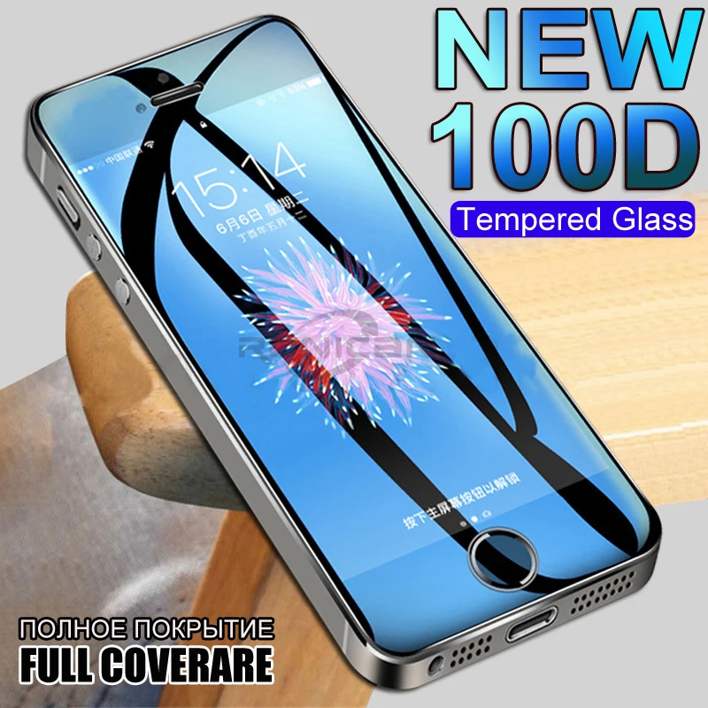 

100D полное защитное покрытие из стекла для iPhone 5S 5 5C SE протектор экрана из закаленного стекла для Apple iPhone SE 5S защитная пленка