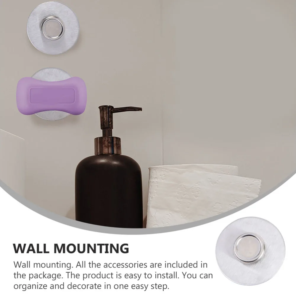 

4pcs Creative Magnetic Soap Holders Bathroom Wall Hanging Soap Holders (Silver)