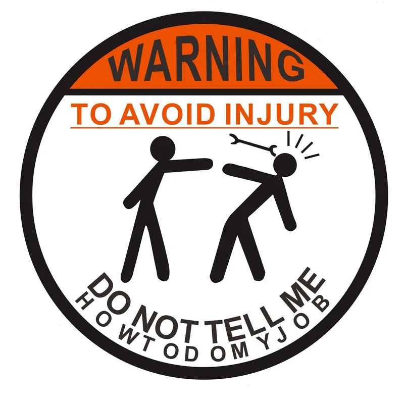 

Cartoon WARNING To Avoid Injury Hard Hat Lunch Box Helmet Car Sticker PVC Body Decoration Waterproof Anti-UV Stickers 8*8cm