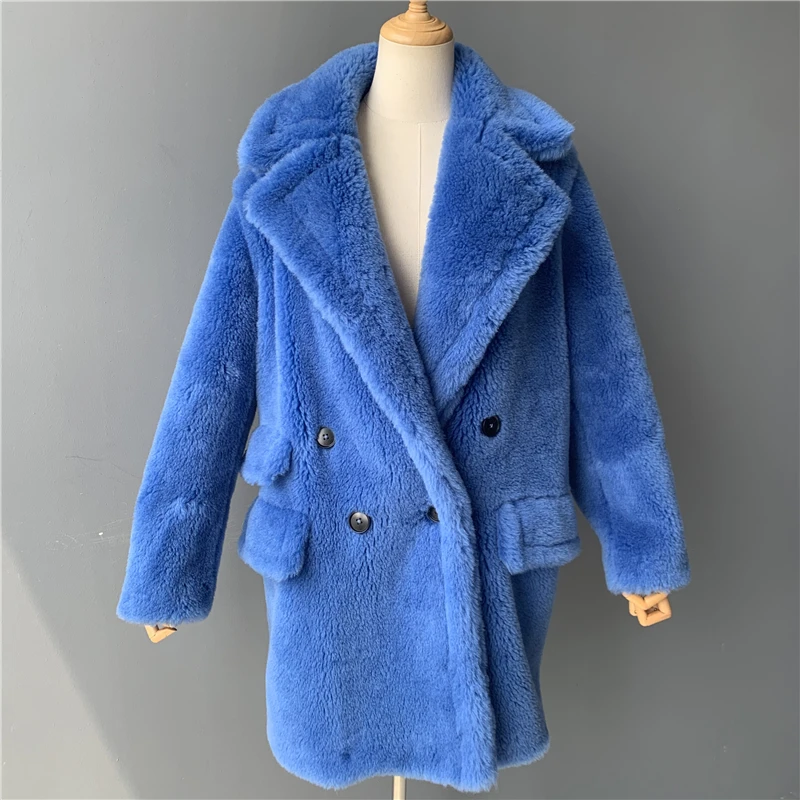 MAOMAOFUR, Настоящая Шерсть, плюшевое пальто для женщин, новая мода, настоящая овчина, меховая куртка, женская, теплая, негабаритная, зимняя верхняя одежда, шерстяная одежда