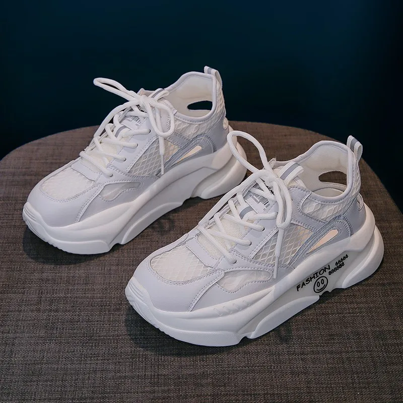 

Summer Breathable Mesh Platform Sneakers Women Vulcanized Shoes Thick Bottom Outdoor Walking Chunky Sneaker Running Sports Shoe