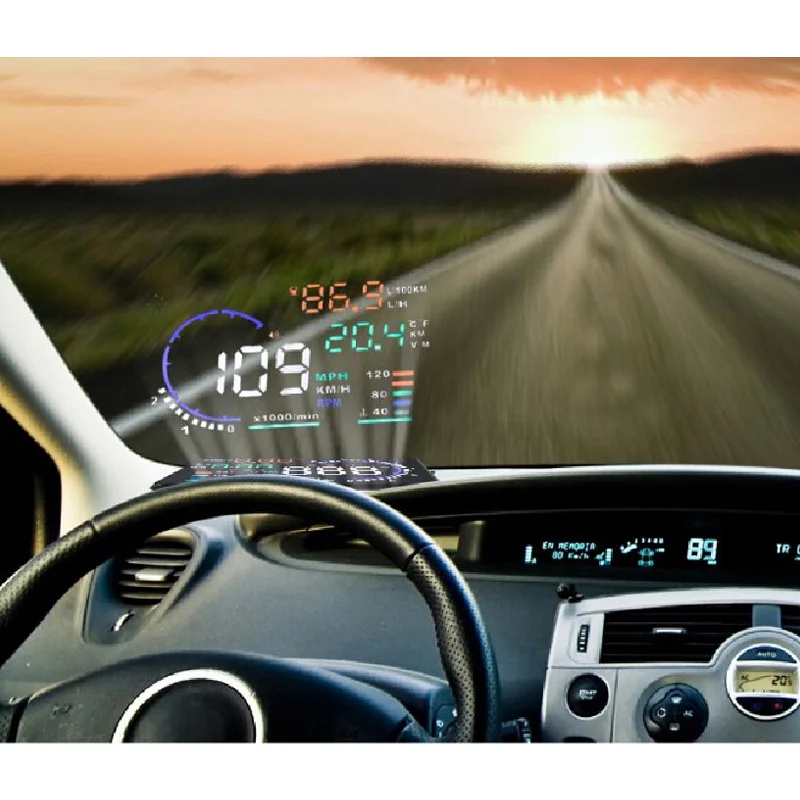 HUD A8 5," светодиодный Obd OBDII Автомобильная приборная панель на ветровом стекле дисплей OBD сканер Скорость топлива Предупреждение сигнализация диагностический инструмент HUD A8