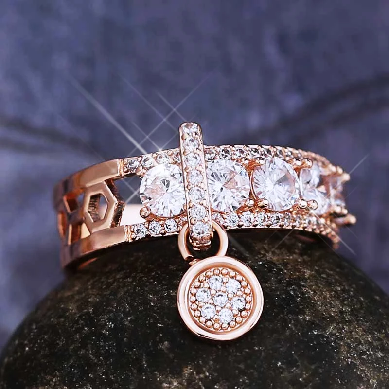 Изысканные круглые Подарочные Кольца Huitan с камнем в форме зубца и роскошной