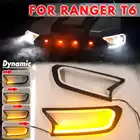 Dynamic DRL Turn Signal White Amber HeadLight LED Cover Trim ABS Lamp Hood For FORD For RANGER T6 WILDTRAK 2015 2016 2017 2018