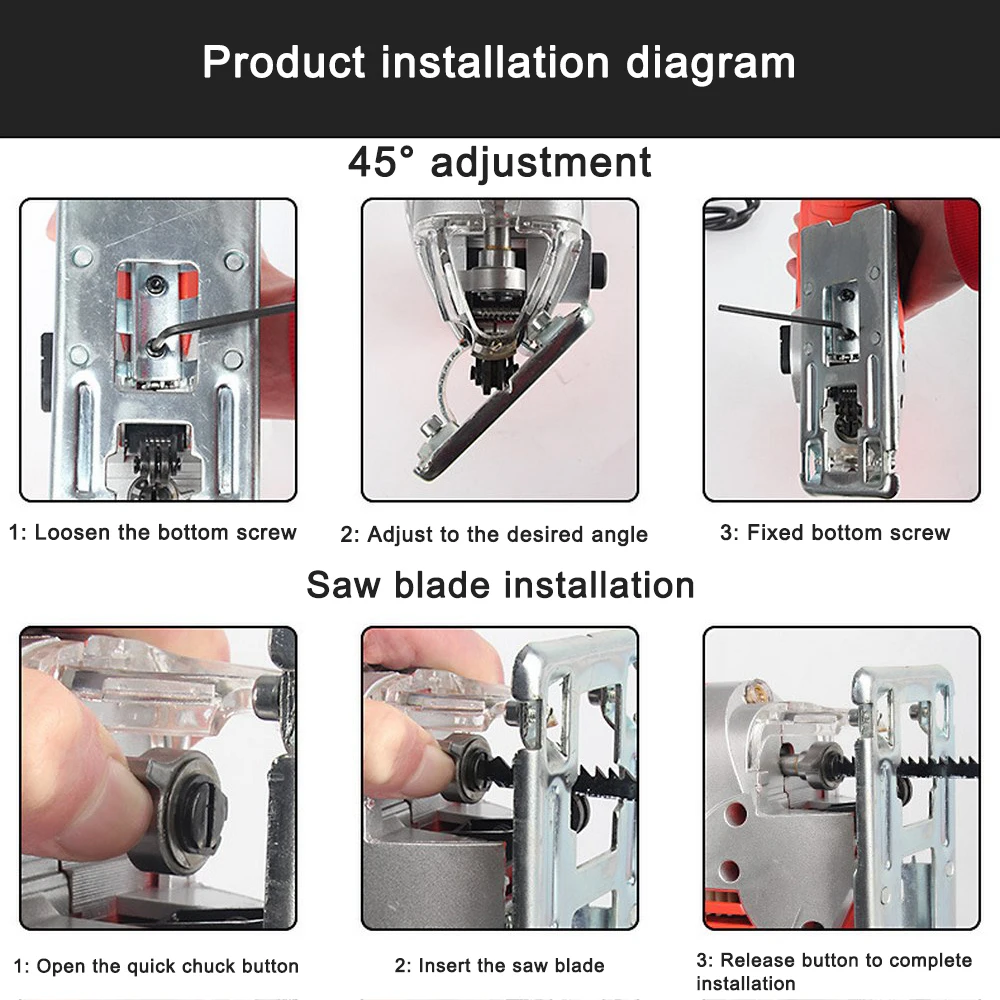 1080 Вт лобзик лазерная направляющая 6 скоростей электрическая пила с 20 лезвиями