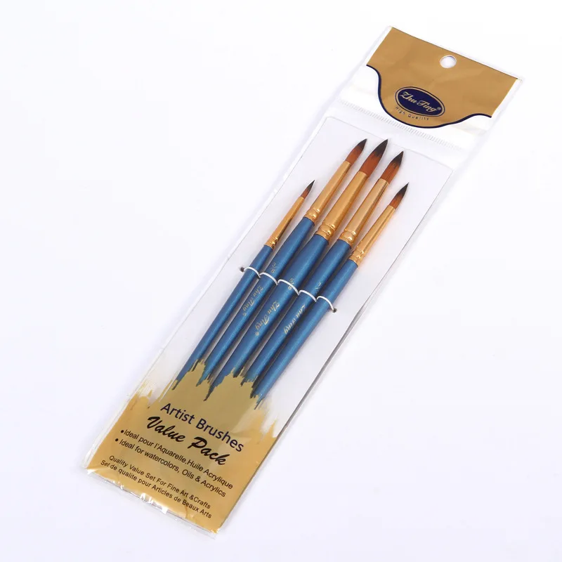 

5pcs Nylon Watercolor Gouache Oil Brush Set Art Painting Supplies Stationery For Artist