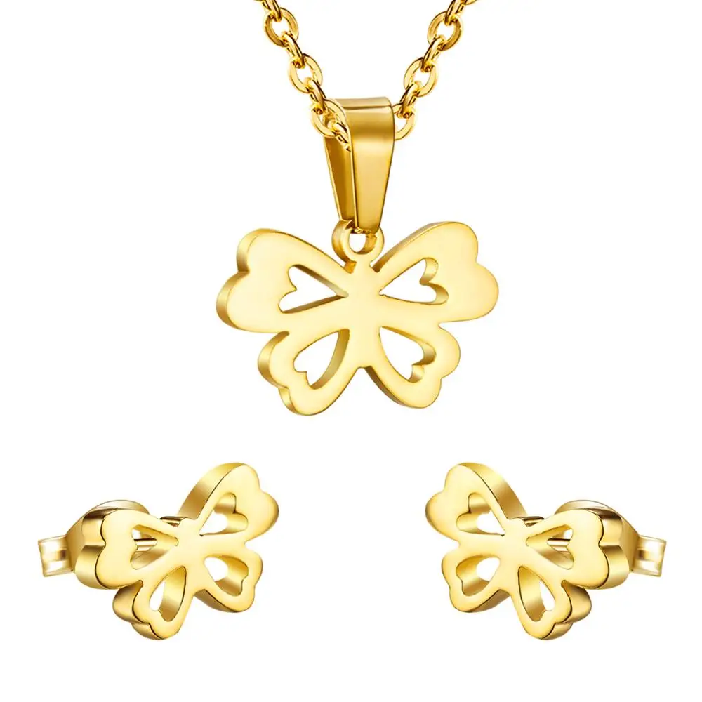 Модные Ювелирные наборы LUXUKISSKIDS серьги и подвески в виде бабочек цветов из