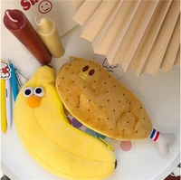korean bag cute chicken leg banana plush pencil case simple student large capacity pencil pouch stationery creative gift