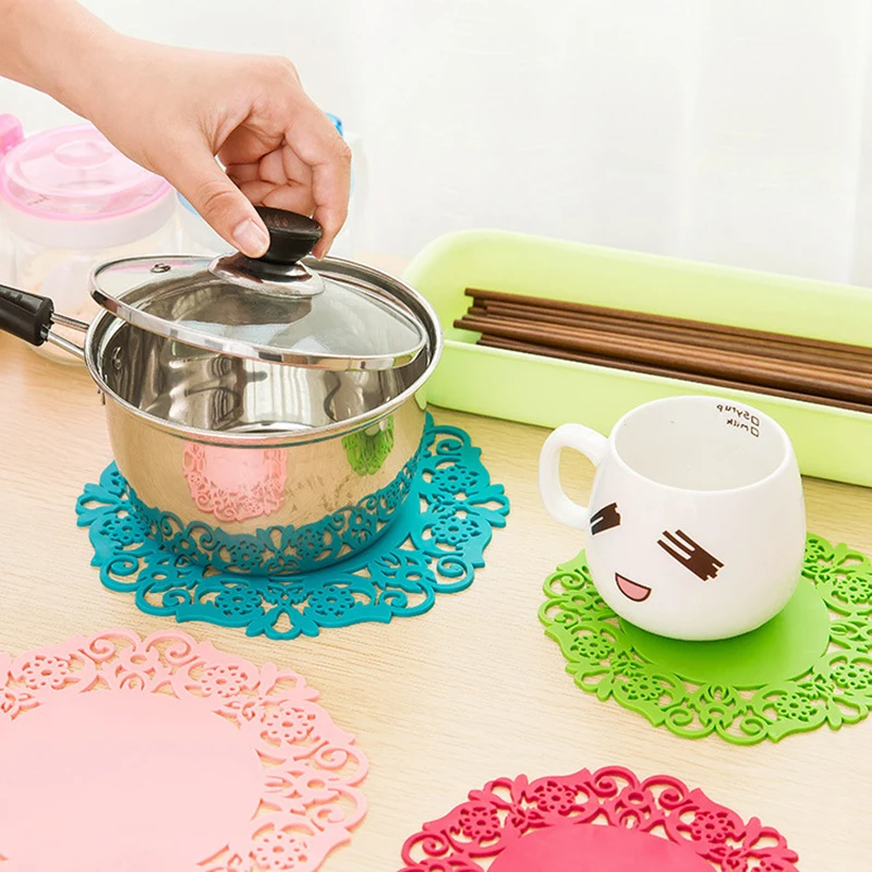 5 шт./лот кружевные цветочные салфетки силиконовые подставки под журнальный