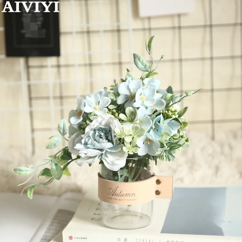 

Camellia Bouquet Artificial Peony Flowers Wedding DIY Home Garden Party Decoration Room Decor Flower Silk Gift Christmas