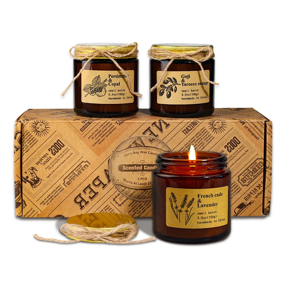 Креативные соевые восковые романтические ароматерапевтические свечи янтарные