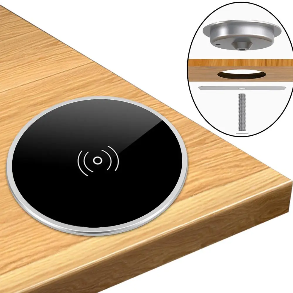 

10W QI Wireless Charger Pad Office Desk cafe Bar Desktop Furniture Embedded Charge For iPhone 11 Pro XR XS Max Samsung S10 S9 S8