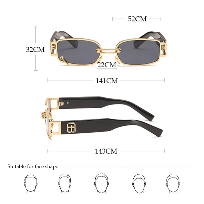 

Ins Popular Fashion Small Rectangle Women Luxury Sunglasses Brand Designer Vintage Punk Men Sun Glasses Shades UV400