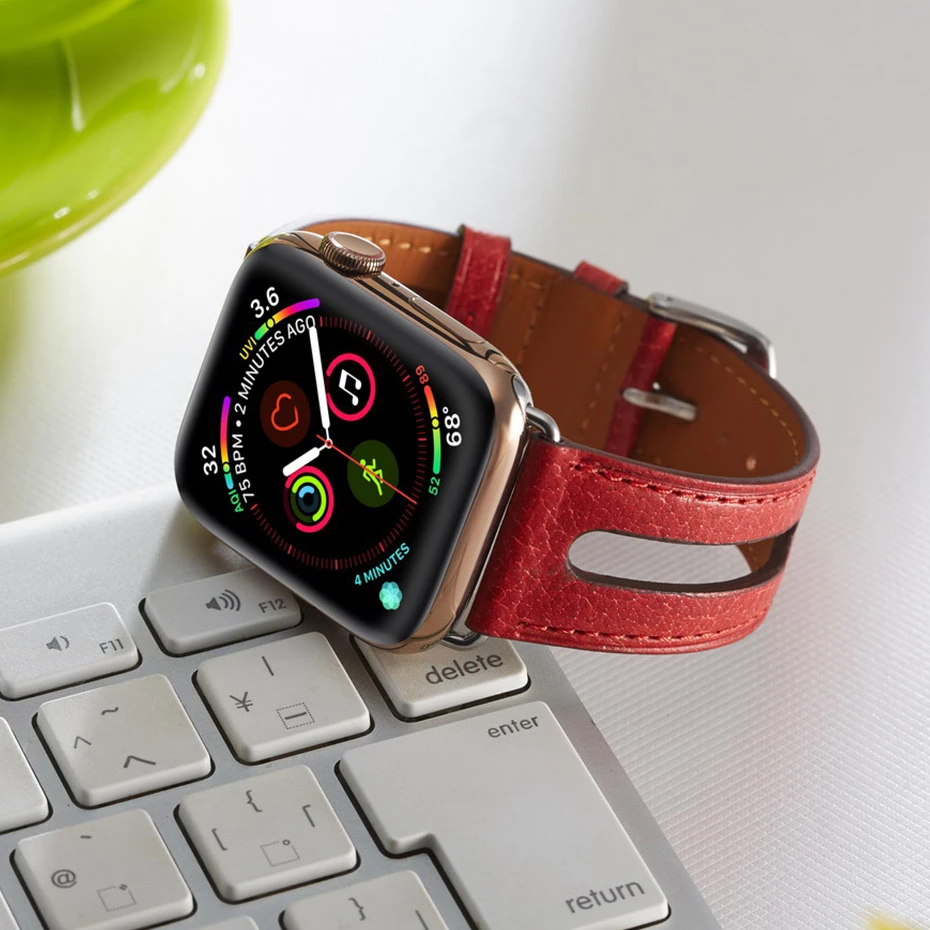 Замена зернистой кожи для apple watch 6 5 band 44 мм Iwatch series 4 3 2 Аксессуары 42 38 40 ремень