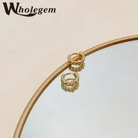 wholegem korean geometric small chain shape stud earring for women simple metal basic ear buckle teen sweet party charms jewelry