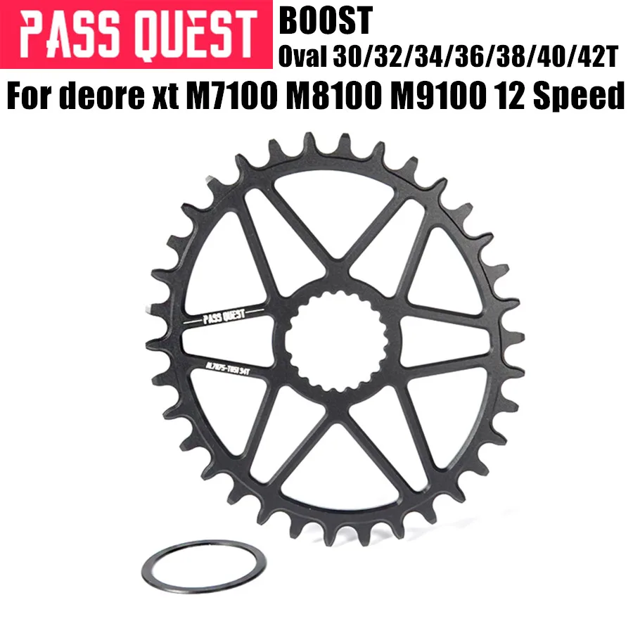 

PASS QUEST oval bike Chainring 30/32/34/36/38/40T MTB Narrow Wide Bicycle Chainwheel for deore xt M7100 M8100 M9100 12S Crankset