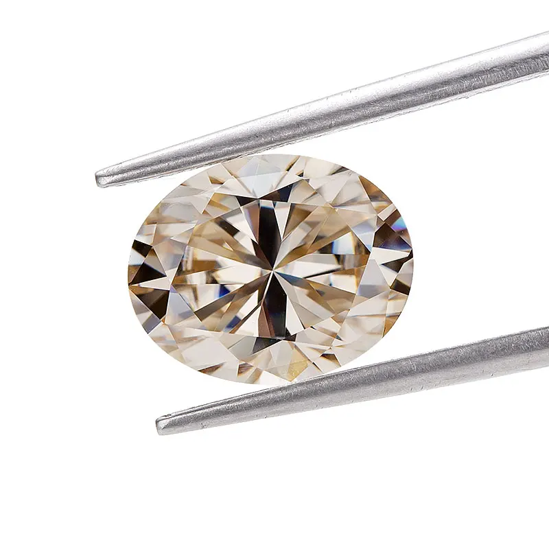 

Light Champagne Color Loose Gesmtone Moissanite Stone Oval Cut VVS Pass Diamond Tester Simulation Diamond Jewelry Ring