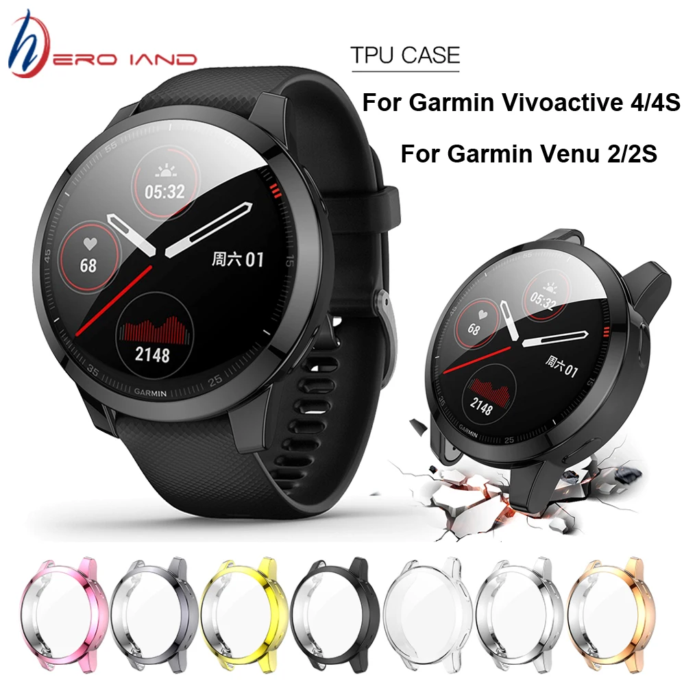 

TPU Plating Protective Case For Garmin Venu 2 / 2S Vivoactive 4 / 4S Smartwatch Protector Frame Cover Soft Shell Watch Case