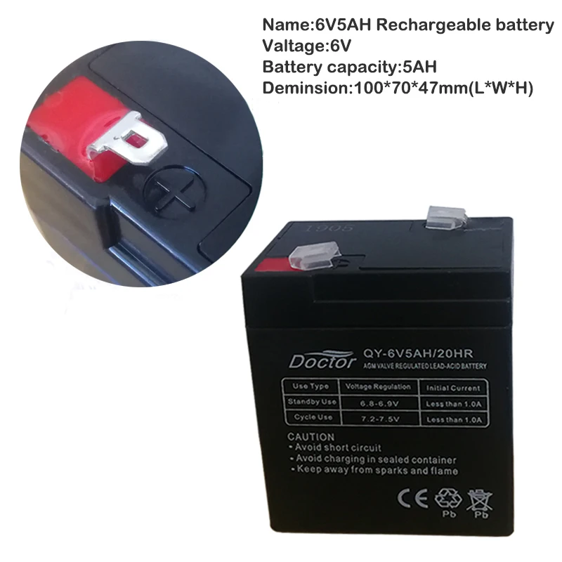 

6V 5Ah Storage Batteries for Children Electric Car Electronic Said Emergency Lights 6V5Ah 4Ah Lead Acid Rechargeable Accumulator