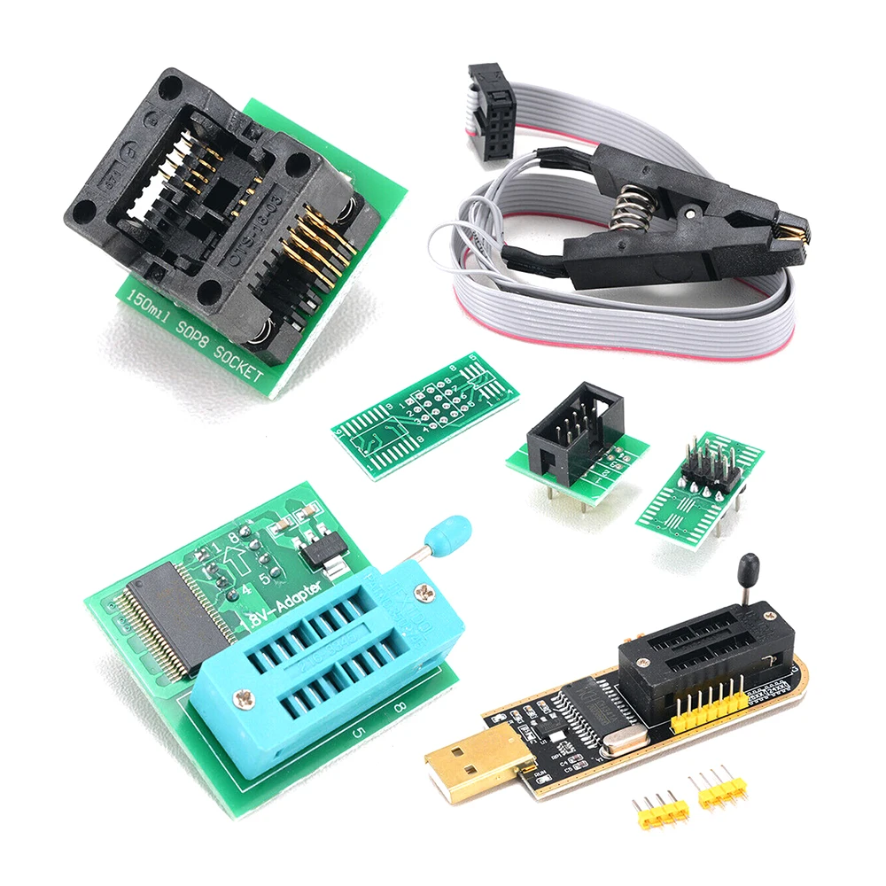 Программатор USB CH341A с зажимом SOP8 EEPROM горелка BIOS прошивка SPI набор для