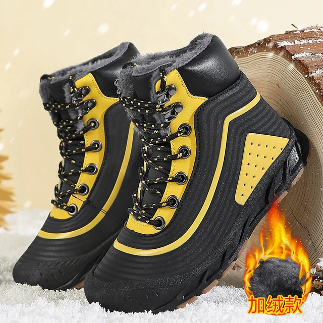Men's Boots 2021 Winter New Waterproof Plush Snow Boots Outdoor Man Shoes Safety Boot Leather Work Hiking Origin Brand Design 2