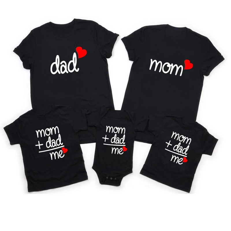 

Family Matching Casual Clothes Mom+Dad=Me Print Summer Cotton Short Sleeve Fashion T Shirts for Family Members Best Gifts