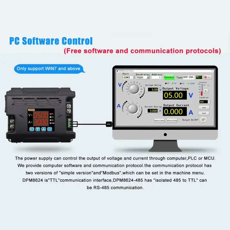 

DPM8624 Digital Remote Constant Current Buck Communication Power Supply DC-DC Step-down Voltage 60V 24A