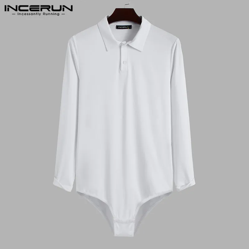 

Комбинезон мужской однотонный с длинным рукавом, рубашка с воротником с лацканами, Повседневная Блузка, на пуговицах, платье, 5XL