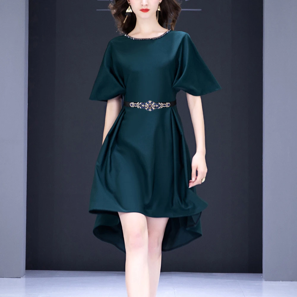 

Handmade Gorgeous Royal Blue Rhinestone Belt Black Elastic Waistbands Stretch Cummerbunds For Women Dress Elastic Wide Belts