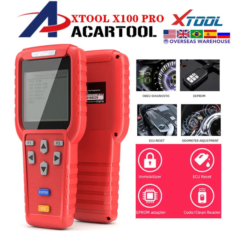 Диагностический инструмент XTOOL X100 Pro автоматический ключ программист с адаптерами EEPROM поддержка одометра Регулировка пробега бесплатное обновление