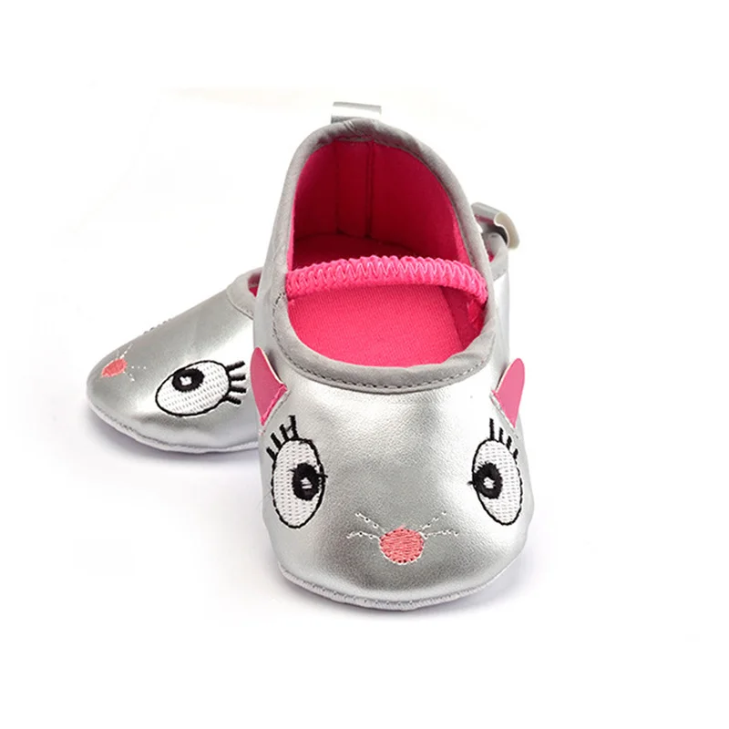 Детская обувь для малышей младенцев серебряные животные мыши милые тапки анти