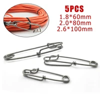 5pcs fishing line clips snap 6080100mm stainless steel swivel longline branch hanger tuna fishing connectors accessories