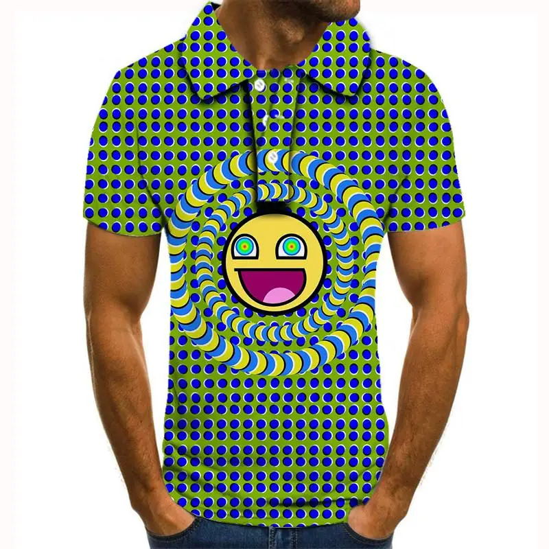 

2021 nepolo homme Summer Brand Clothing Polo Shirt Casual Smiley Printed Polo Homme For Men High Quality Slim Fit Tee Shirt Tops