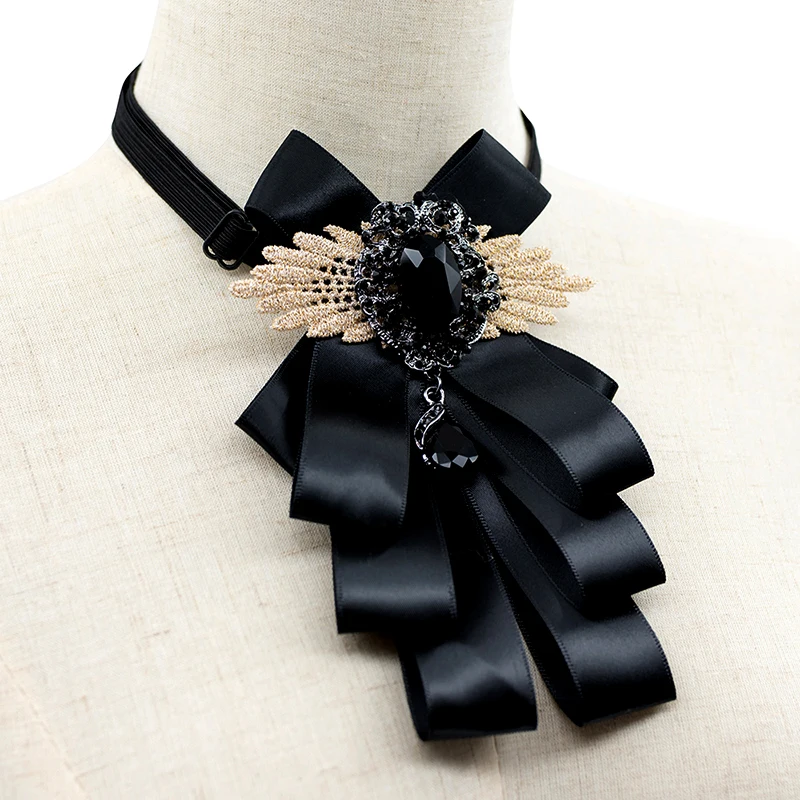Винтажный черный галстук-бабочка для мужчин со стразами Официальный аксессуар