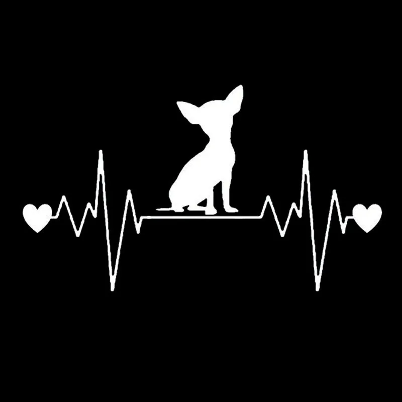 

Interesting Chihuahua Dog Heartbeat Lifeline PVC Car Sticker Vinyl Accessories Car Window Motorcycle Decal 18cm X 10cm