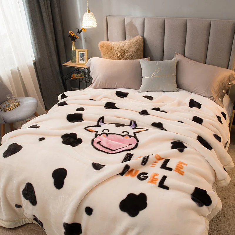 

Двухслойное зимнее утолщенное плюшевое одеяло Raschel для двойной кровати, теплое тяжелые пушистые мягкие пледы с цветочным принтом s
