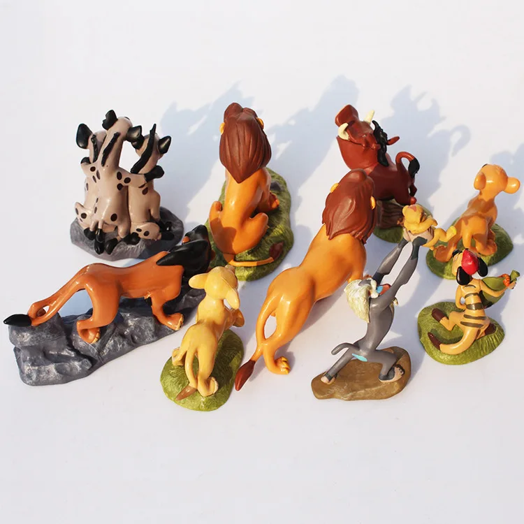 9 шт./комплект Фигурки Disney The Lion King: Simba, Mufasa, Nala, Hyenas, Timon, Pumbaa, Sarabi, Sarafina, Scar. ПВХ фигурки-куклы игрушки.