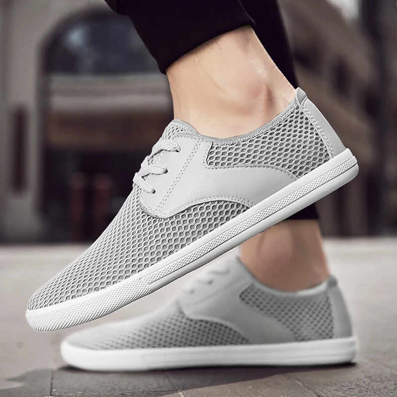 

Кроссовки мужские сетчатые на шнуровке, дышащие, Повседневная прогулочная обувь, Летние кеды