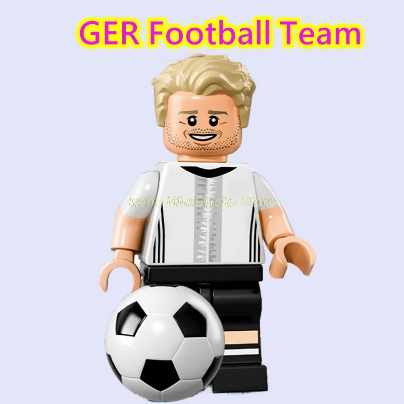 GER Football Team Football Player Cristiano Ronaldo Neymar Beckham Kobe Bryant Messi Pogba Modric Labron James Toys For Children Building Blocks - Цвет: GER Football Team