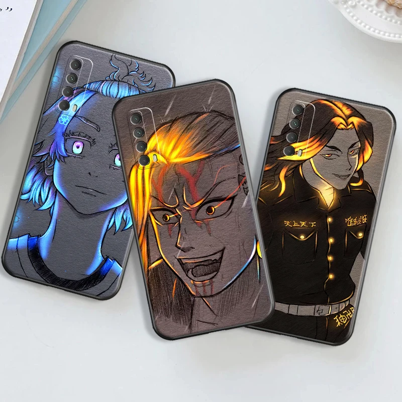 

Japanese Anime Tokyo Revengers Phone Case For Huawei P Smart Z 2019 2021 P20 P30 P40 P40 Lite Pro P50 TPU Fashion Black Cover