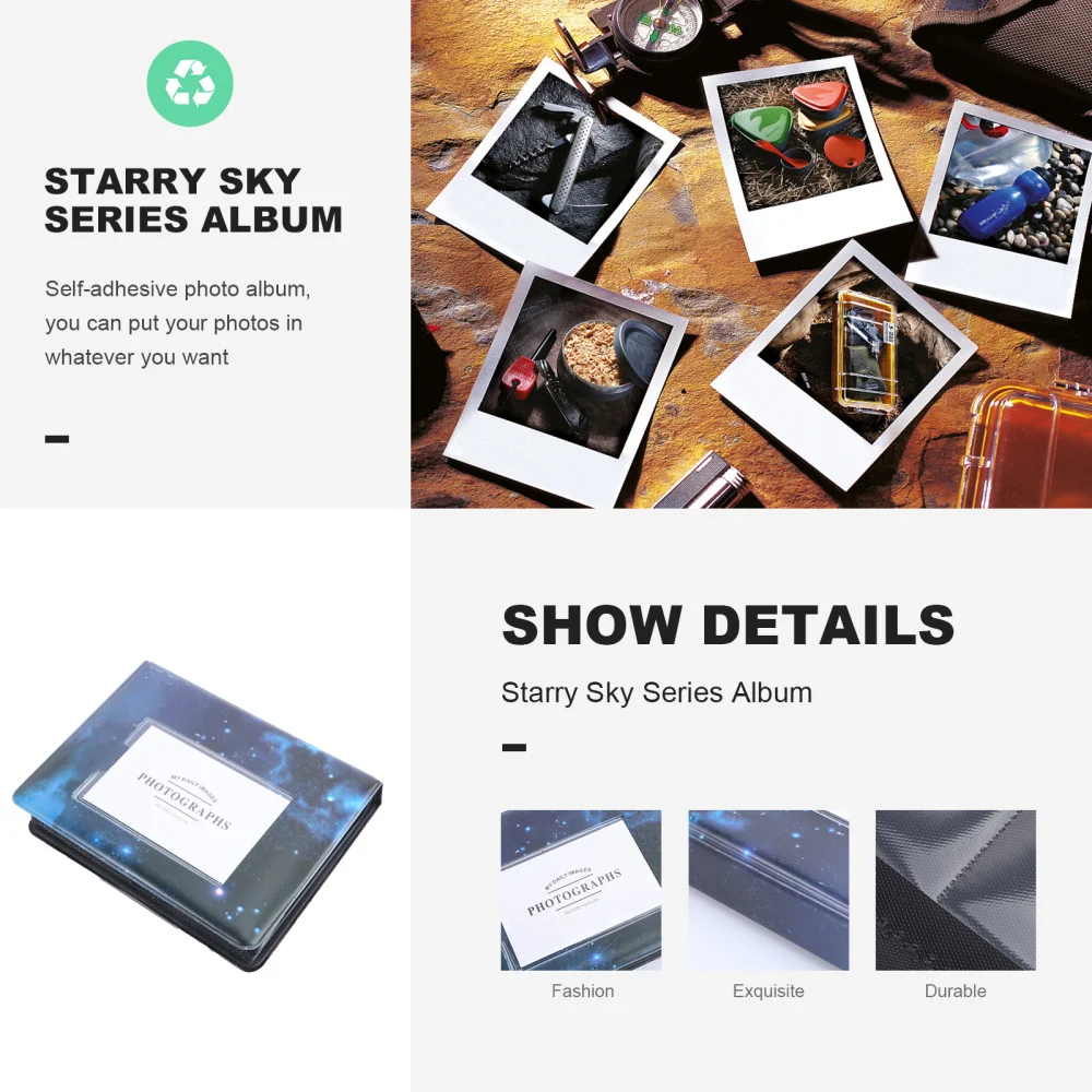 

64 Pockets Shining Star Sky Photo Album Holder Candy Color Album for 3 Inch Mini Photo Album(Spot)