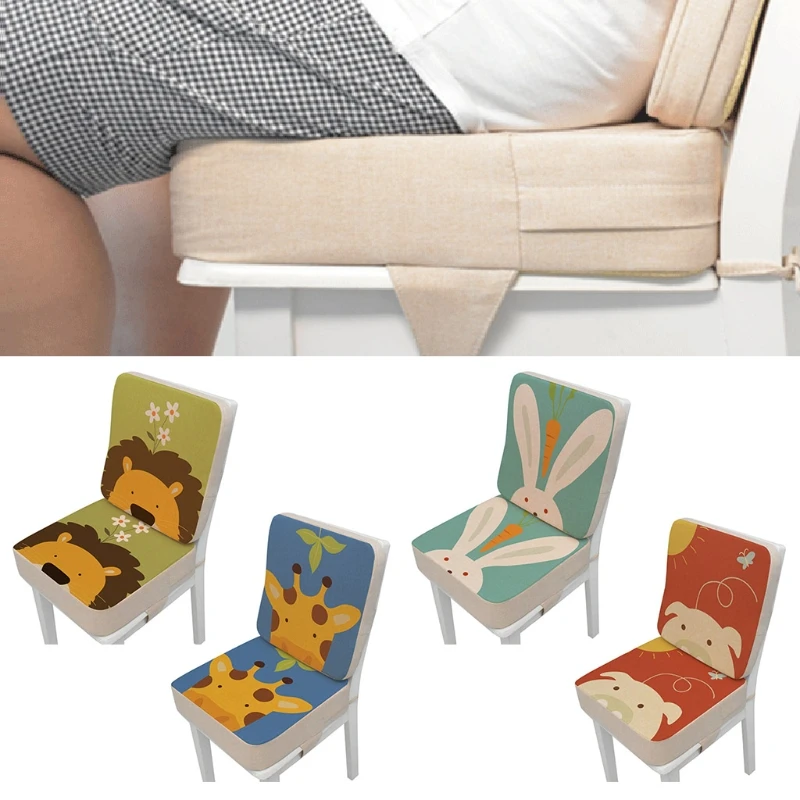 

2 Pcs/Set Anti-Skid Cartoon Print Dining Children Cushion Increased Pad Adjustable Removable High Chair Booster Mat