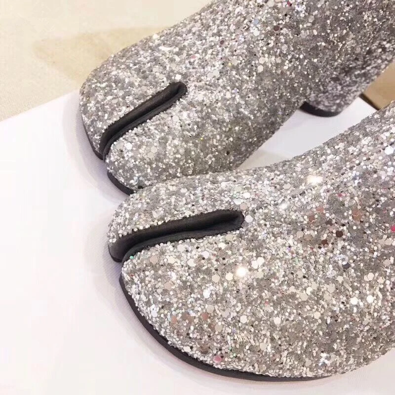 Блестящие женские ботильоны из расшитой блестками ткани Модные Ботинки martin на