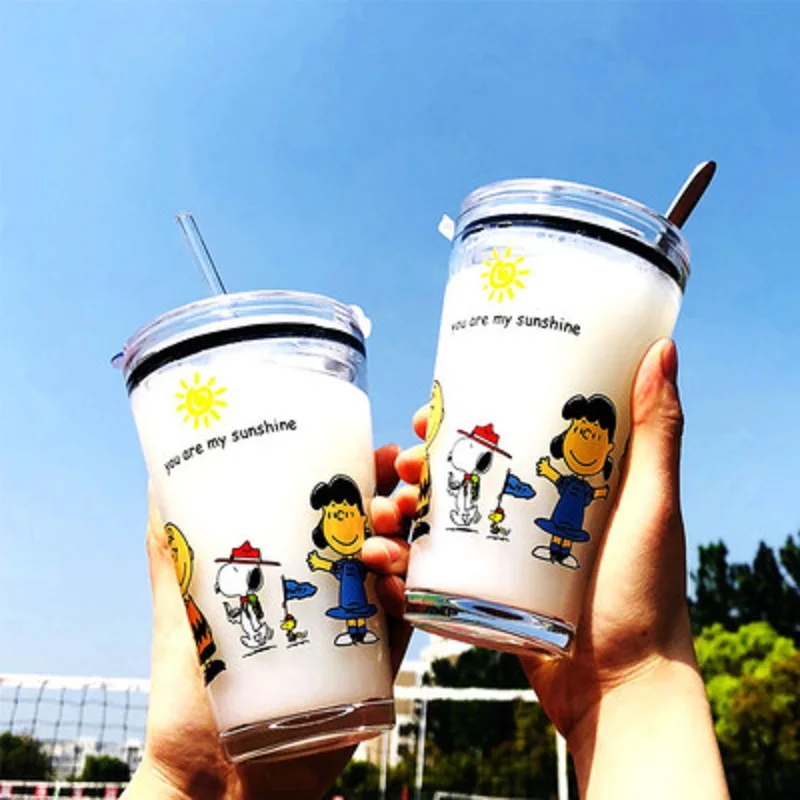 1 шт. новая мультяшная Милая стеклянная чашка со Снупи кружка для здоровых